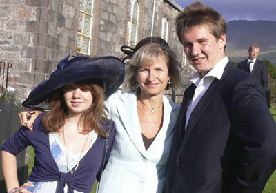 With Louise and Tommy at a wedding in Scotland