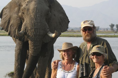 With good friends (L to R) 'Big Vic', the Doc and our beloved guide Stretch in Zimbabwe