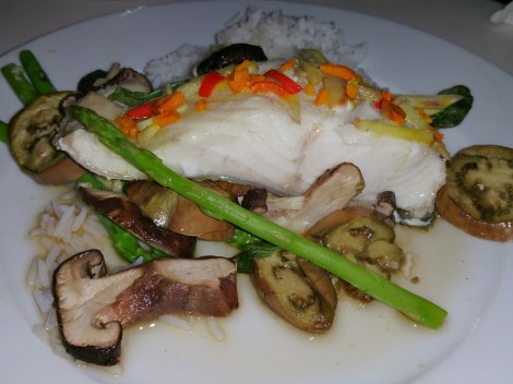 Steamed fish with shitake mushrooms